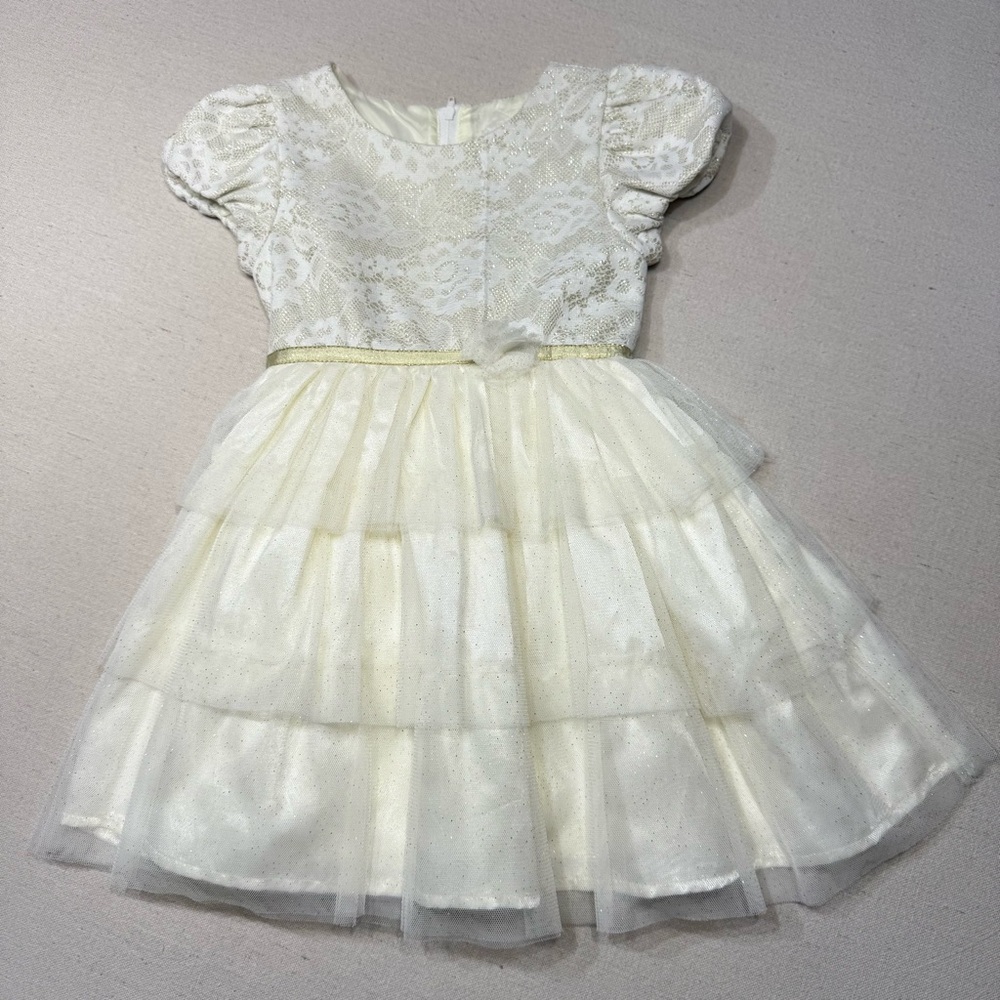 Cream/Ivory Girls Formal Dress - Size 3T - Lace - Tulle - Glitter - Picture 1 of 10
